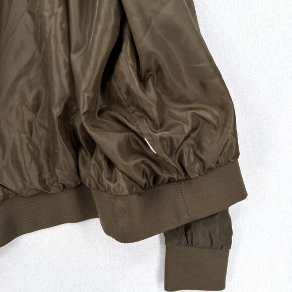 FREE PEOPLE Midnight Bomber Sateen Jacket Womens Medium Olive Green Long Sleeve - Picture 11 of 16